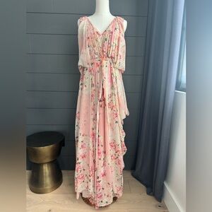 Varun Bahl Anthropologie Collab Pink Blush Floral Maxi Flow Dress Wedding Spring